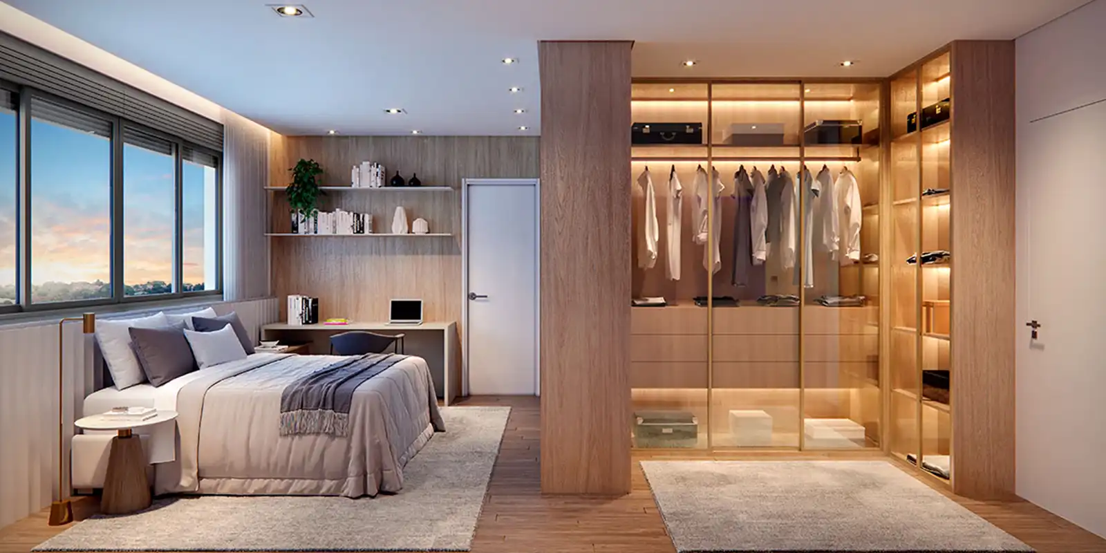 Suíte master do apartamento Alpha Vert de 167 m²